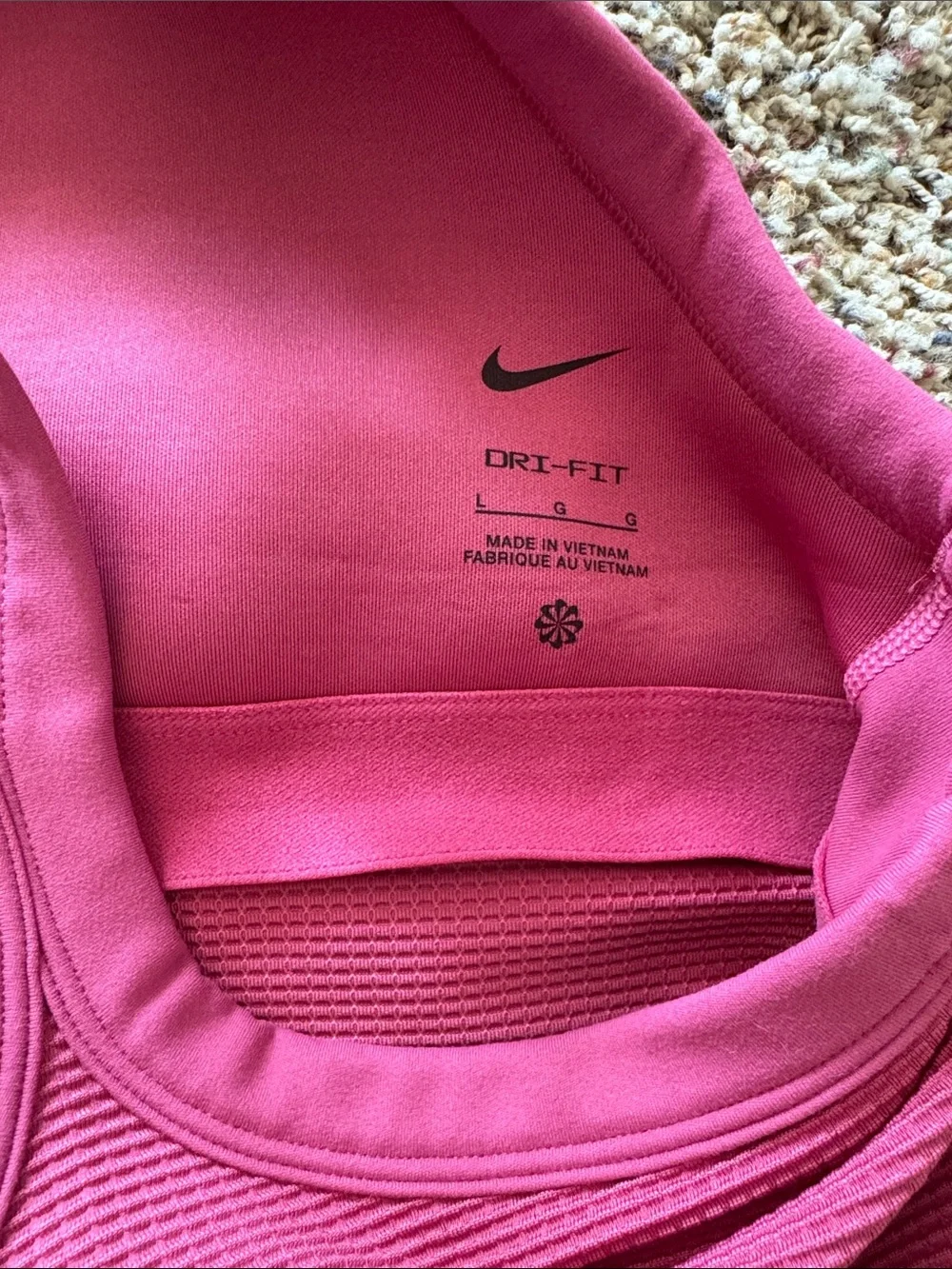 NWT Nike Girls' High-Neck Bra Tank Top | SWEET BEET/WHITE | Size L
